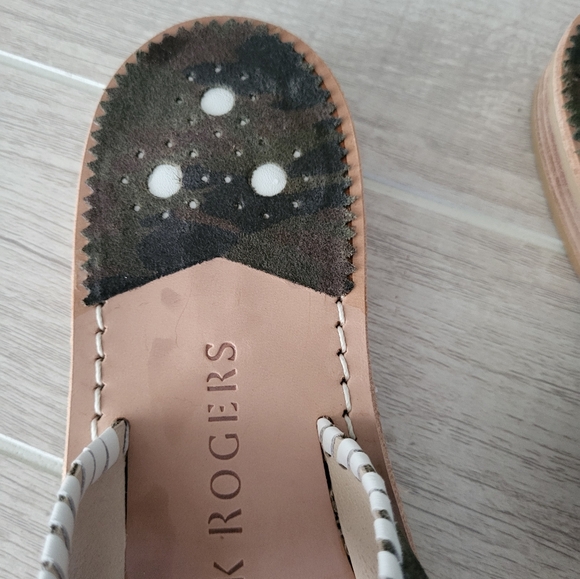 Jack Rogers Camo Flat Sandals Green White Slip On Size 9 9M - Picture 3 of 7